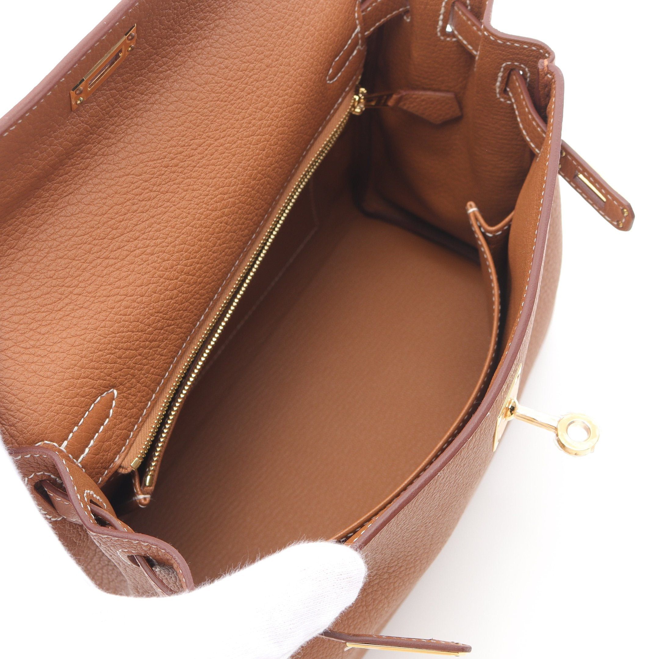 Hermes Hermes Kelly 25 Gold Handbag Togo Light Brown Hardware K Stamp Size ONE SIZE - 3 Thumbnail