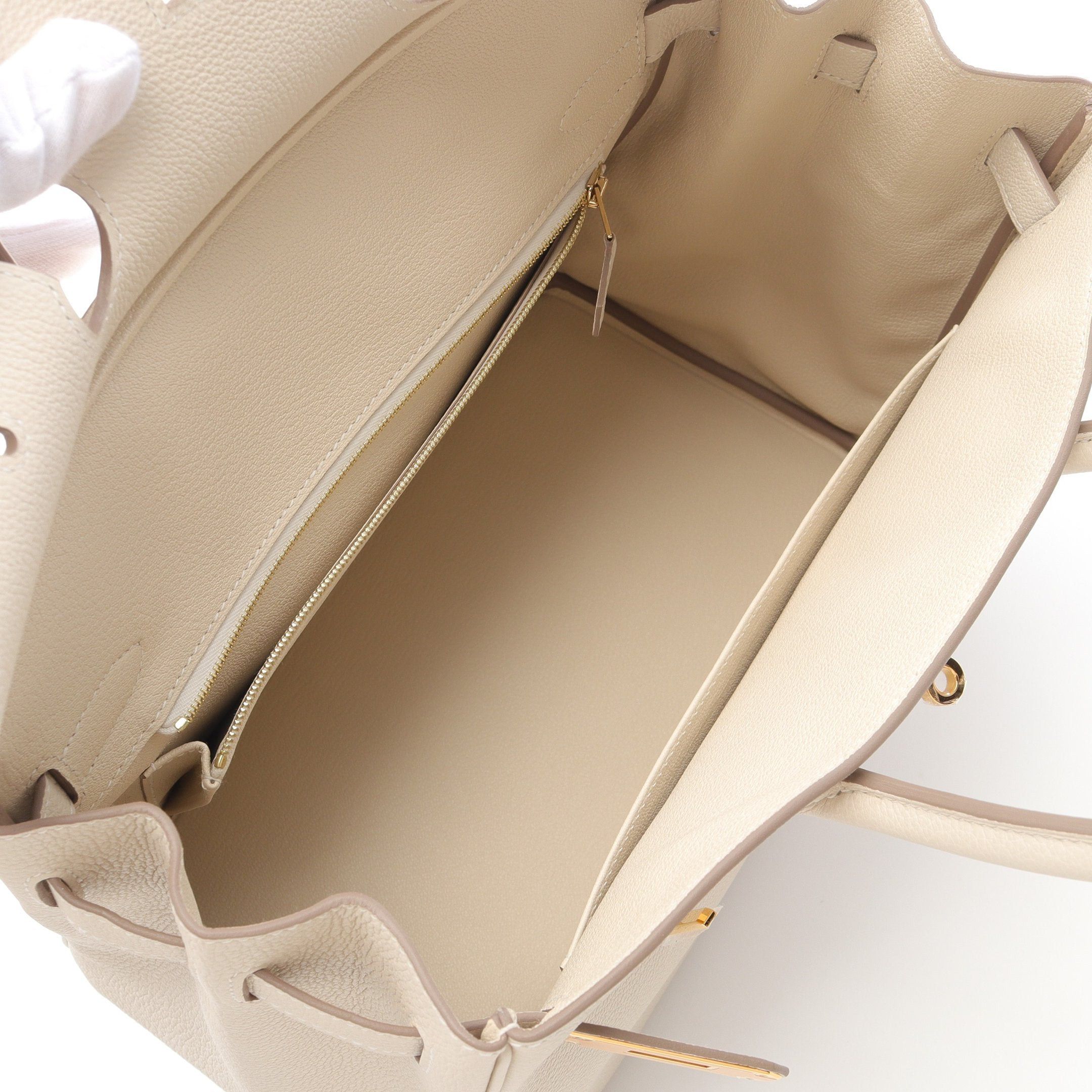 Hermes Hermes Birkin 30 Kure Handbag Togo Off White Gold Hardware K Stamp Size ONE SIZE - 3 Thumbnail