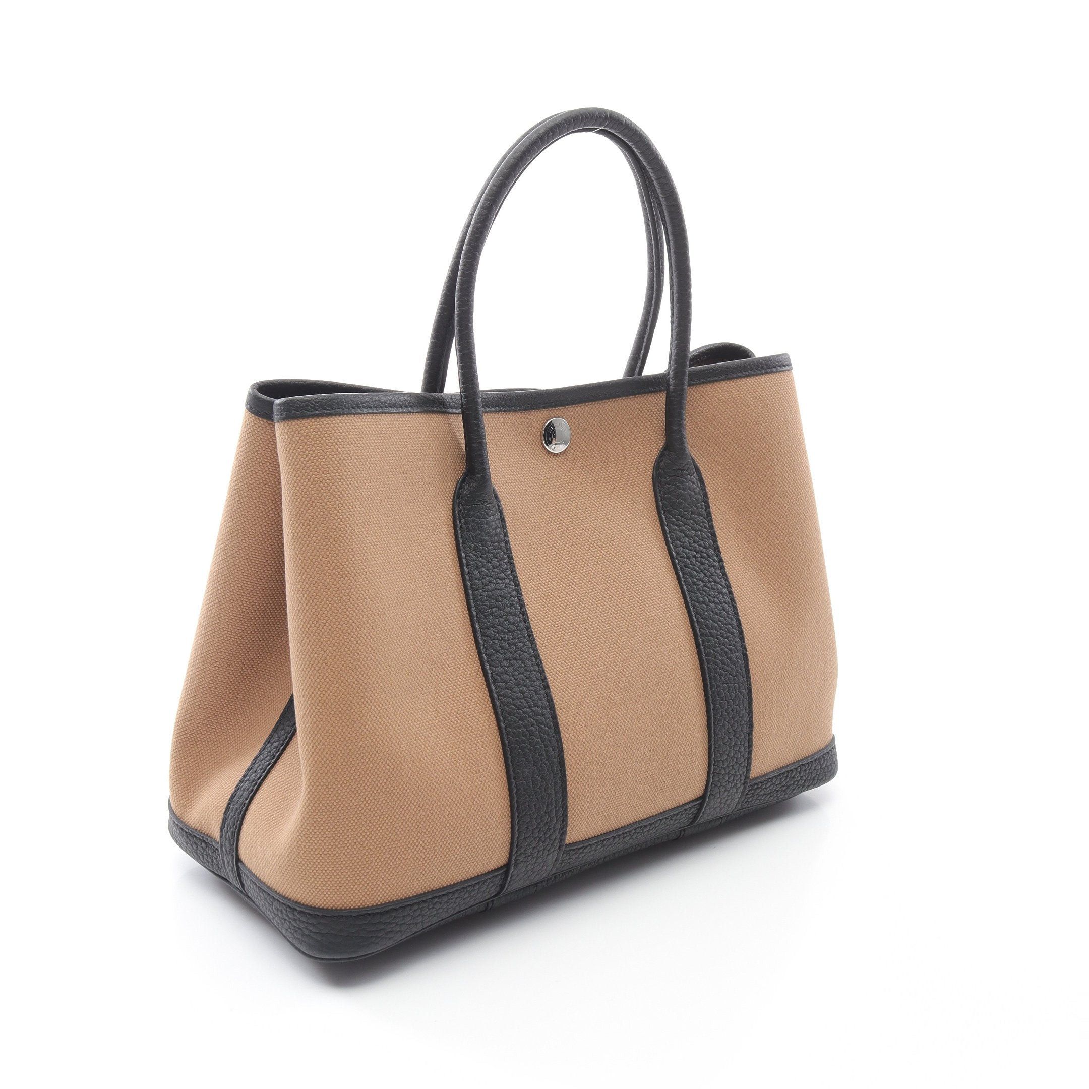 Hermes Hermes Garden Party Tpm Chai Handbag Tote Bag Negonda Leather Toile Military Light Brown Black Silver Hardware Double Engraved Size ONE SIZE - 2 Thumbnail