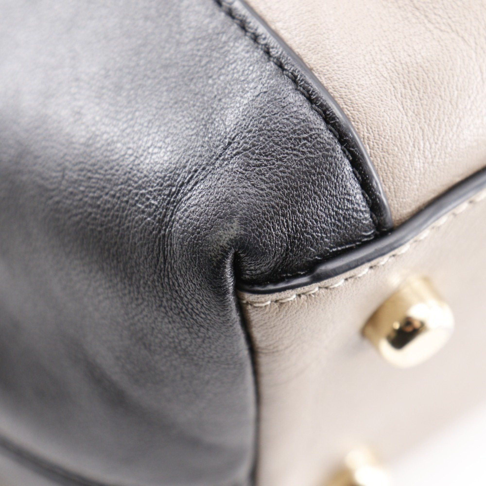 Coach Coach Tote Bag Leather Beige/Black Women's T131825672 Size ONE SIZE - 4 Thumbnail