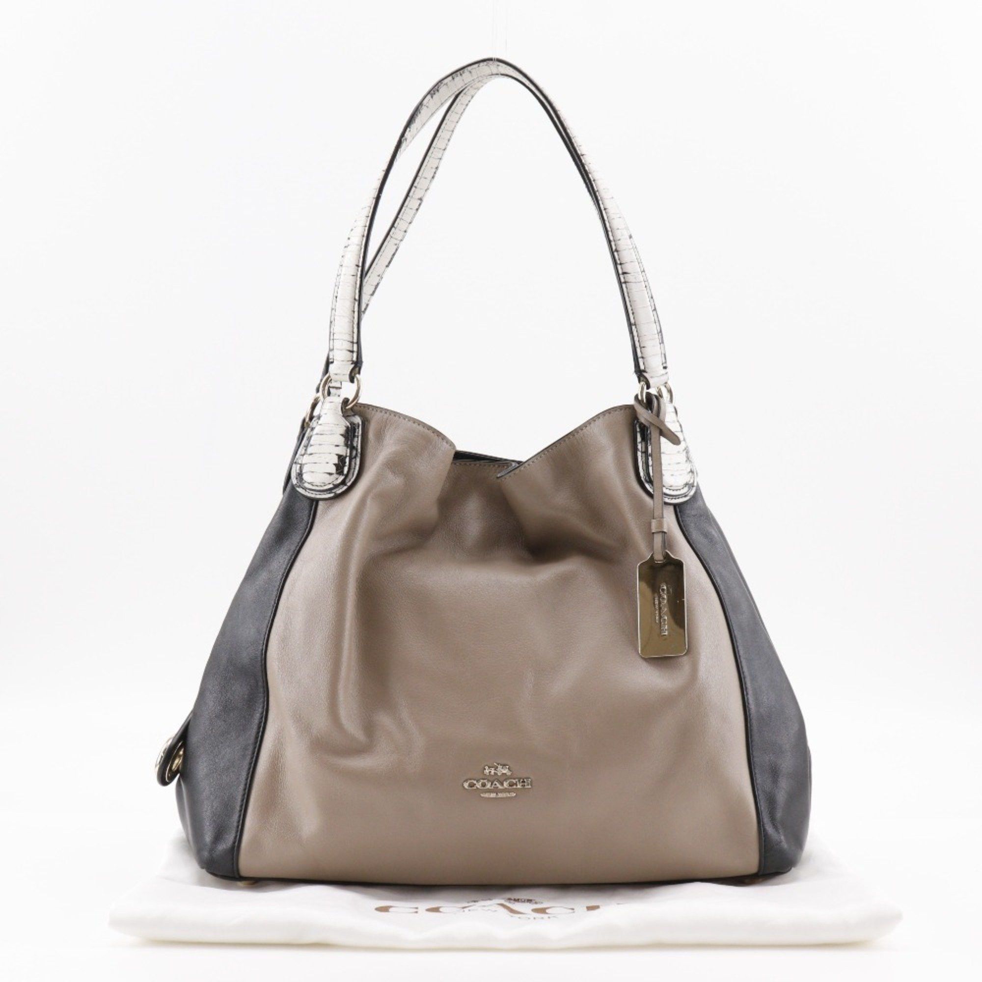 Coach Coach Tote Bag Leather Beige/Black Women's T131825672 Size ONE SIZE - 12 Thumbnail