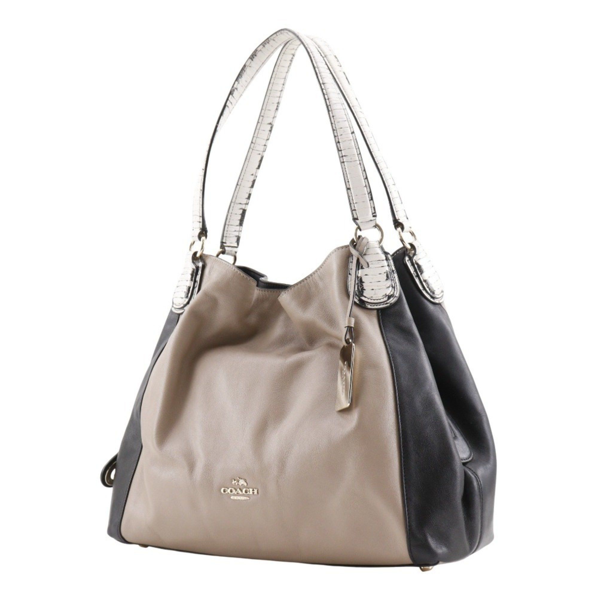 Coach Coach Tote Bag Leather Beige/Black Women's T131825672 Size ONE SIZE - 2 Thumbnail