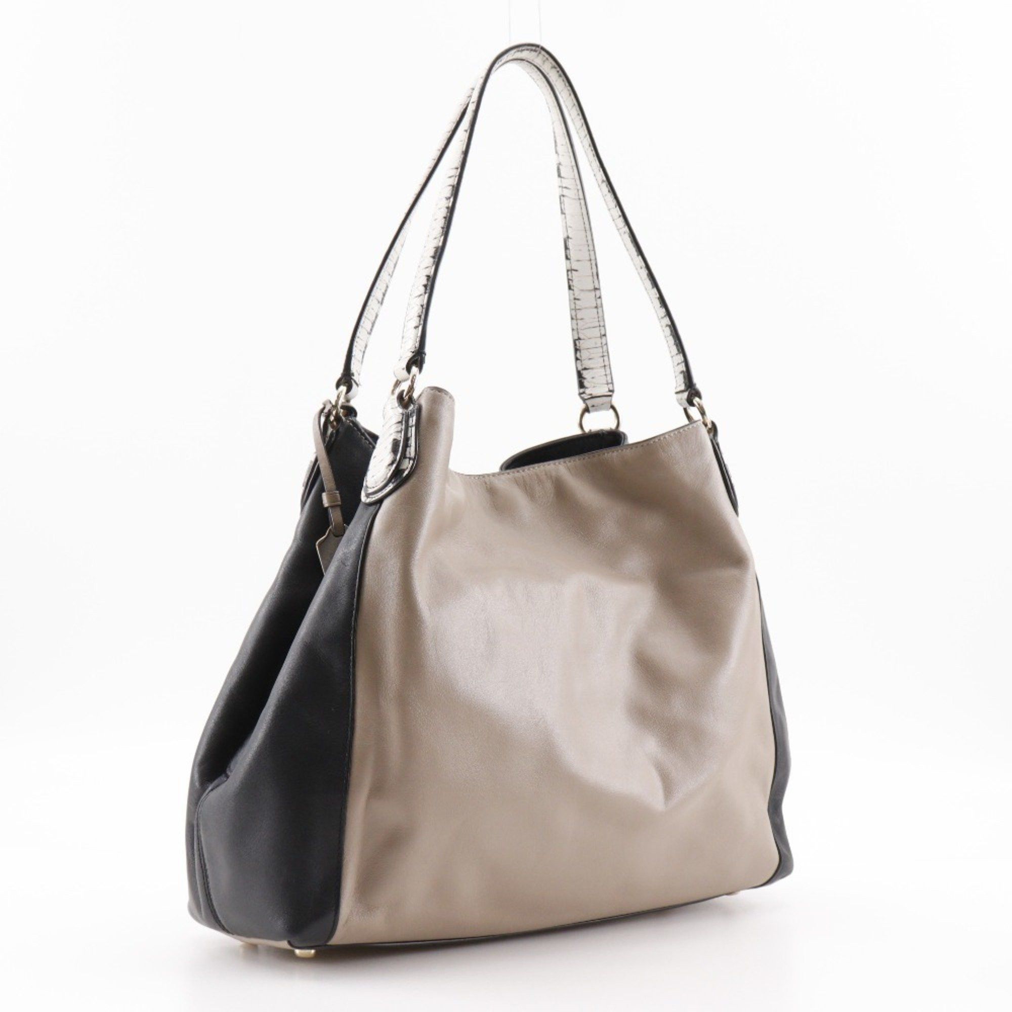 Coach Coach Tote Bag Leather Beige/Black Women's T131825672 Size ONE SIZE - 3 Thumbnail