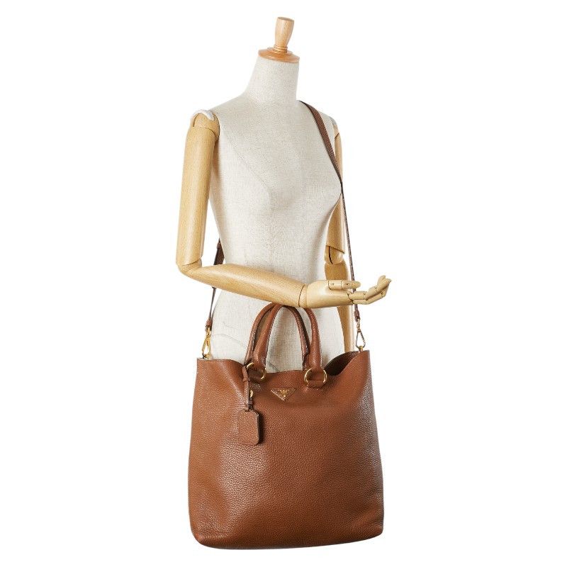 Prada Prada Prada Triangle Logo Plate 2way Bag Leather Shoulder Bag DUTY FREE for USA Size ONE SIZE - 16 Thumbnail