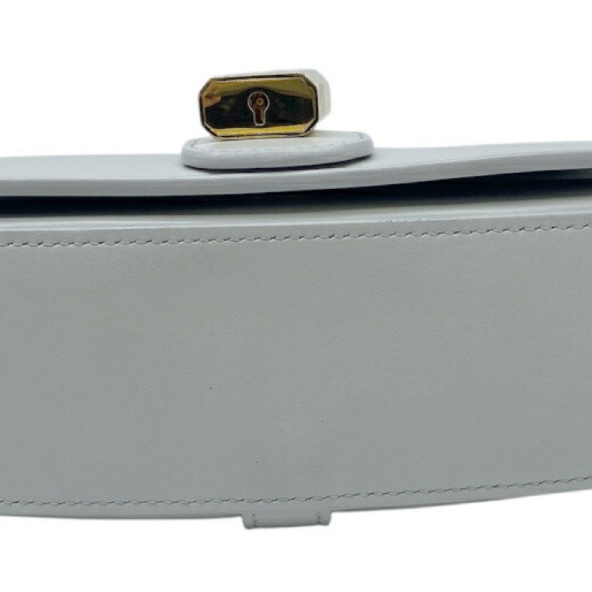 Celine CELINE Smooth Calfskin 2-way Clutch with Strap Taboo Shoulder Hand Bag Light Grey Women's Size ONE SIZE - 6 Thumbnail