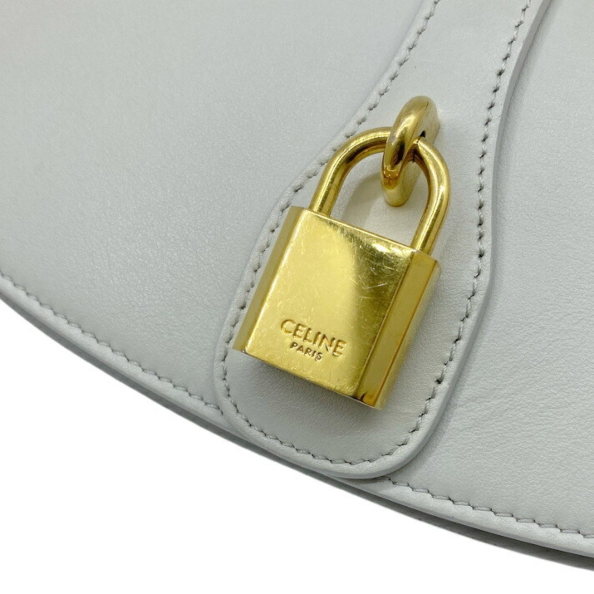 Celine CELINE Smooth Calfskin 2-way Clutch with Strap Taboo Shoulder Hand Bag Light Grey Women's Size ONE SIZE - 14 Thumbnail