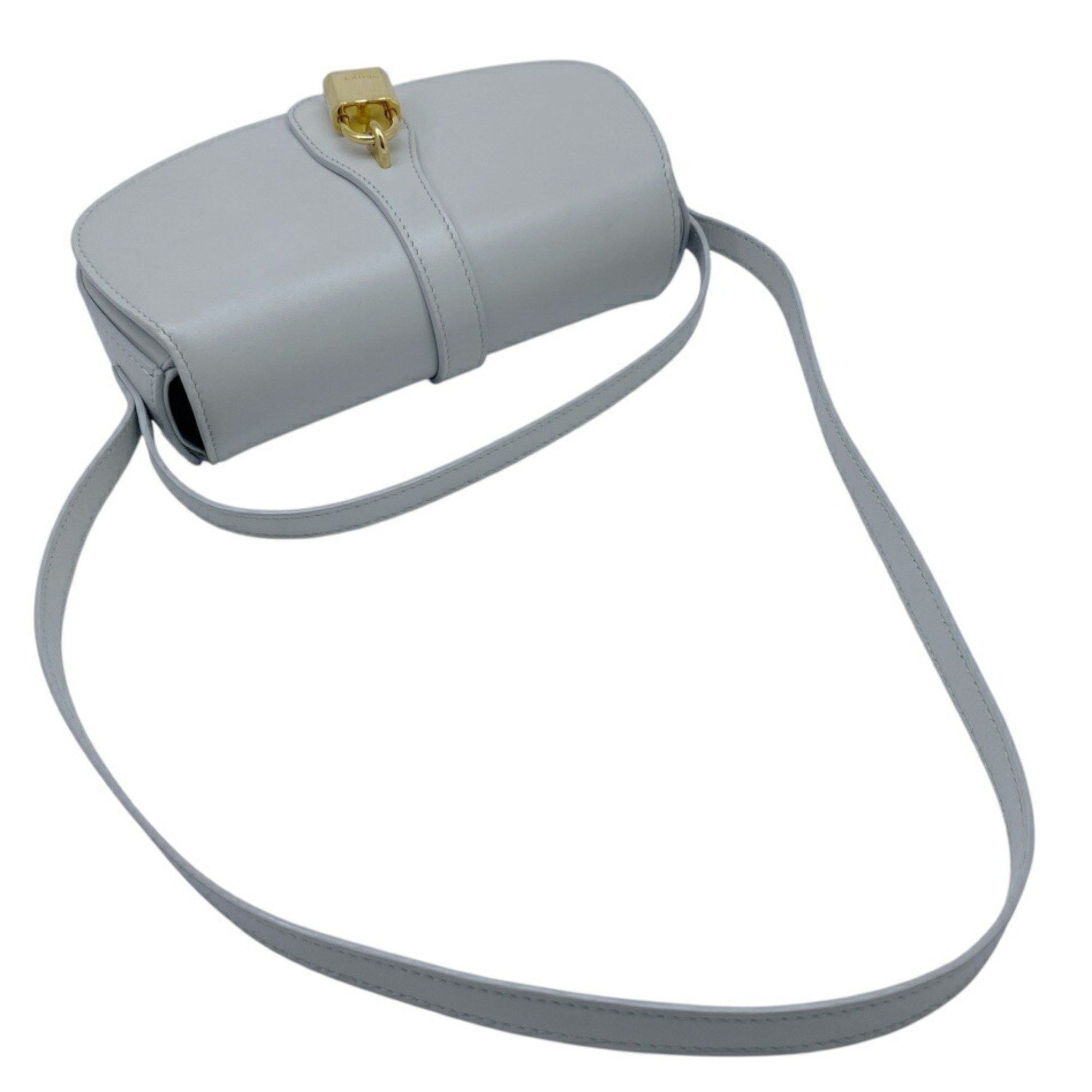 Celine CELINE Smooth Calfskin 2-way Clutch with Strap Taboo Shoulder Hand Bag Light Grey Women's Size ONE SIZE - 4 Thumbnail