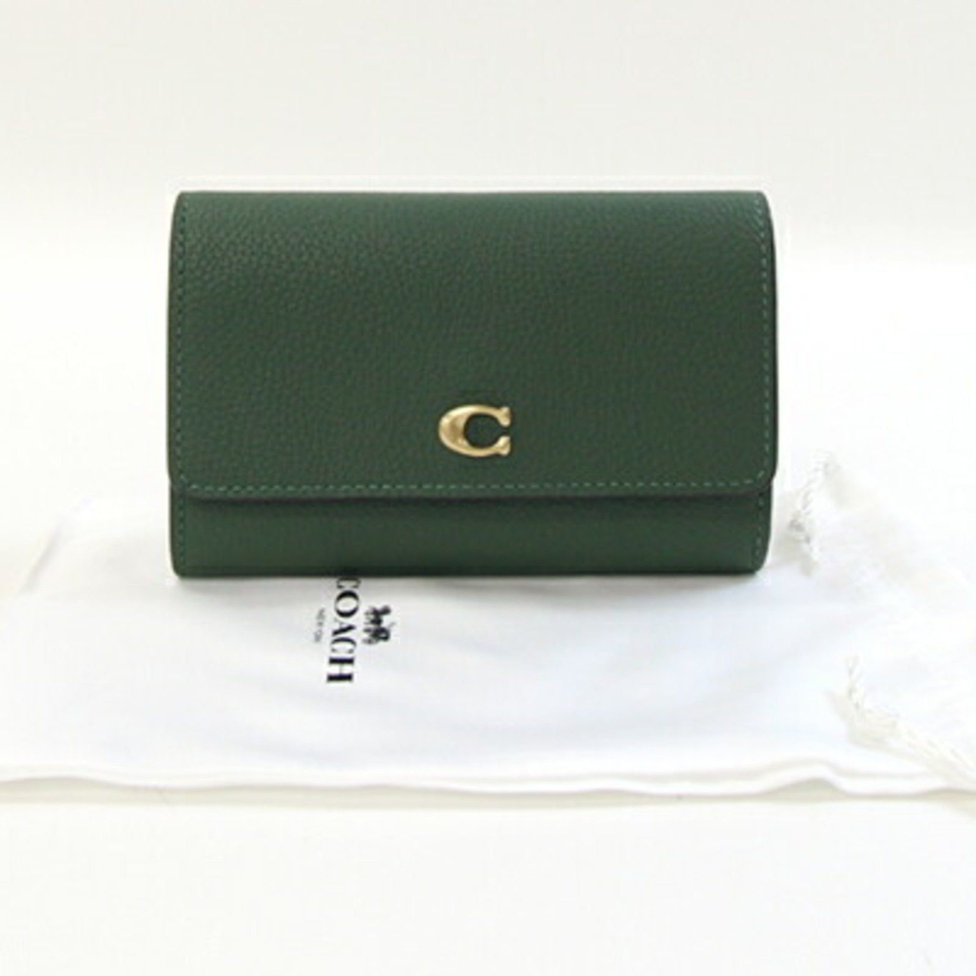 Coach Coach Tri-fold Wallet Essential Medium Flap CP025 Green Leather Women's COACH Size ONE SIZE - 7 Thumbnail