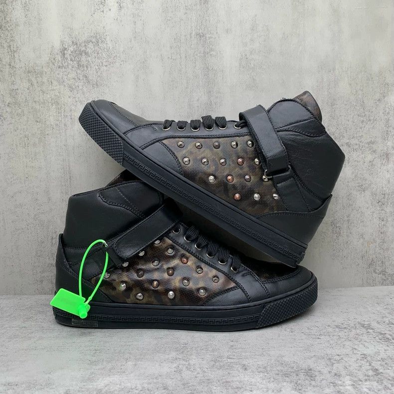 Versace Versace High-Top Leopard Print Sneakers Size US 9.5 / EU 42-43 - 2 Thumbnail