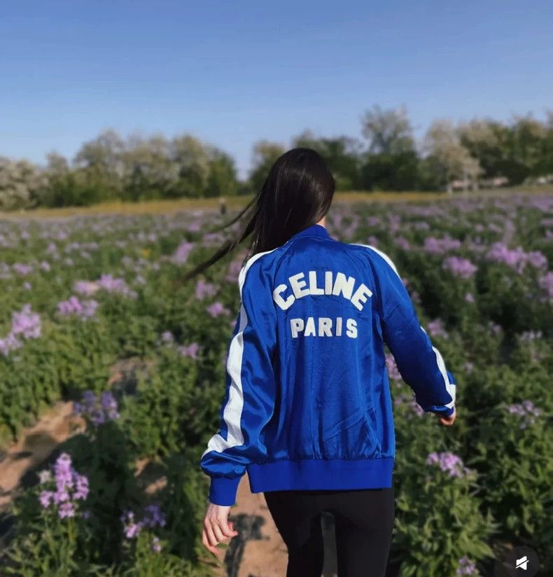 Celine Celine Blue Silk Baseball Jacket Coat Size US L / EU 52-54 / 3 - 8 Thumbnail