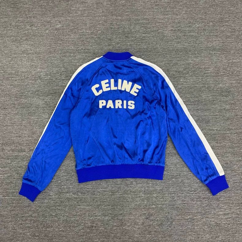 Celine Celine Blue Silk Baseball Jacket Coat Size US L / EU 52-54 / 3 - 2 Thumbnail