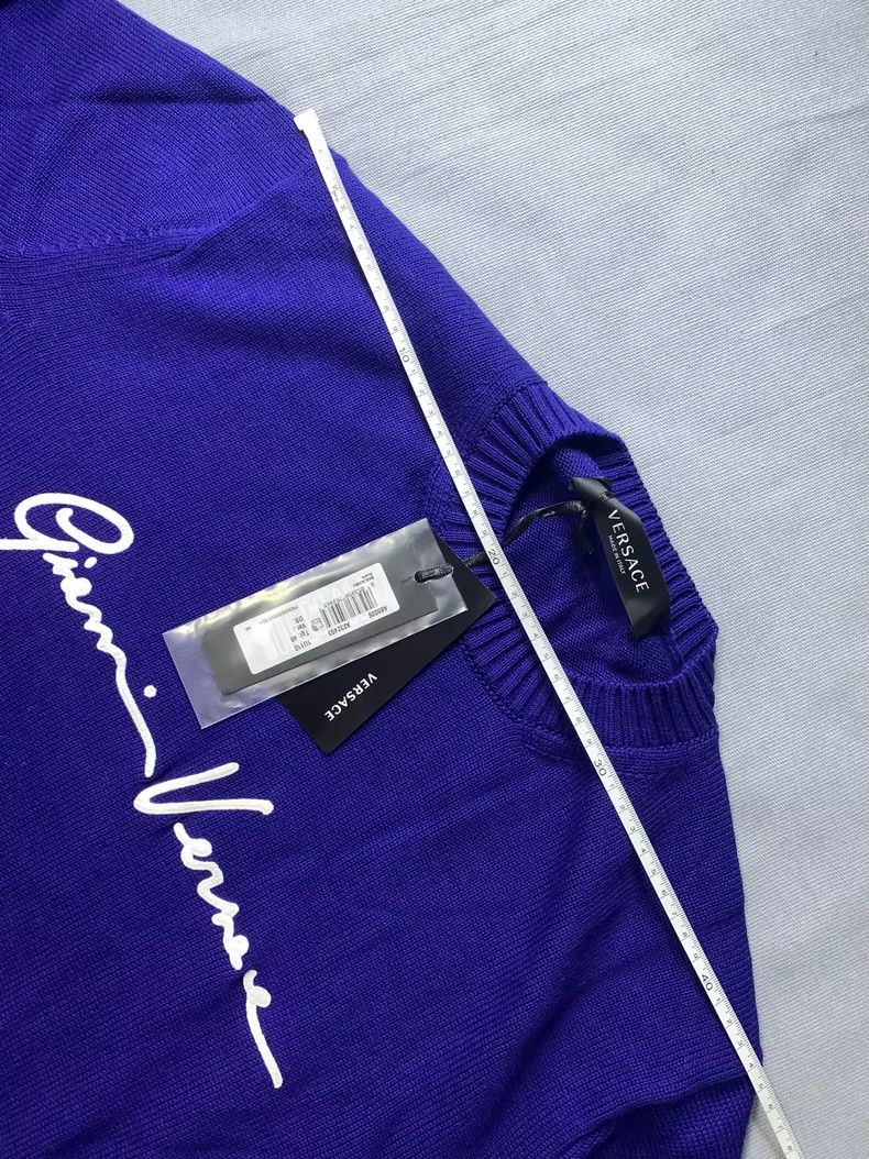 Versace Versace Blue Purple Logo Embroidered Knitted Sweater Size US M / EU 48-50 / 2 - 7 Thumbnail