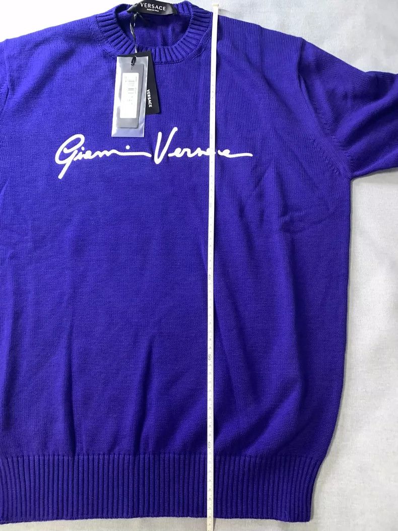 Versace Versace Blue Purple Logo Embroidered Knitted Sweater Size US M / EU 48-50 / 2 - 8 Thumbnail