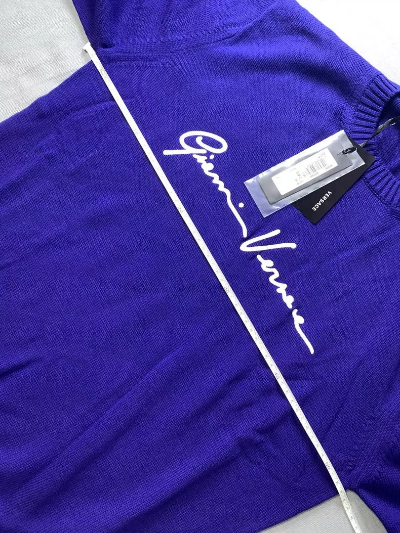 Versace Versace Blue Purple Logo Embroidered Knitted Sweater Size US M / EU 48-50 / 2 - 6 Thumbnail