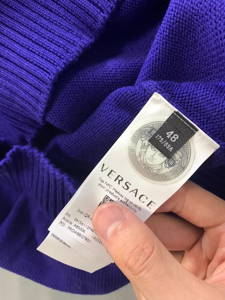 Versace Versace Blue Purple Logo Embroidered Knitted Sweater Size US M / EU 48-50 / 2 - 4 Thumbnail