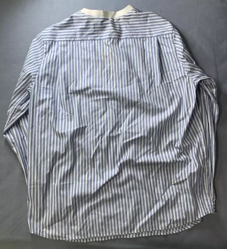 Juun.J White and Blue Striped Round Neck Shirt Size US M / EU 48-50 / 2 - 2 Thumbnail