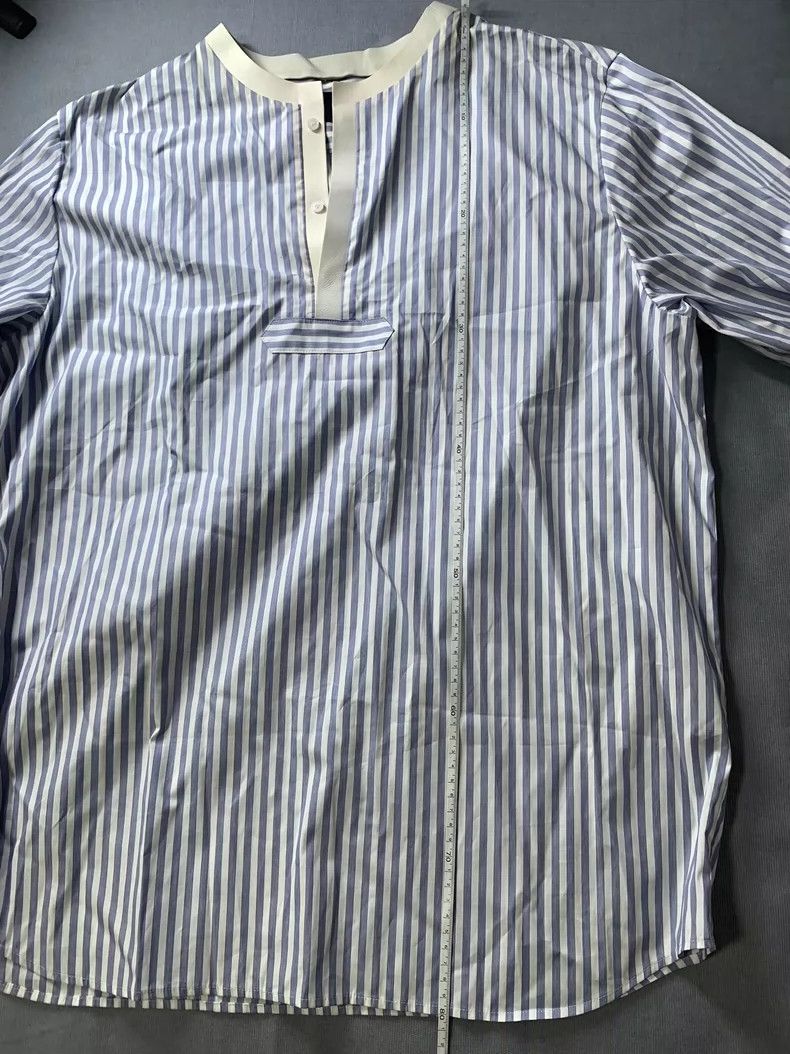 Juun.J White and Blue Striped Round Neck Shirt Size US M / EU 48-50 / 2 - 9 Thumbnail