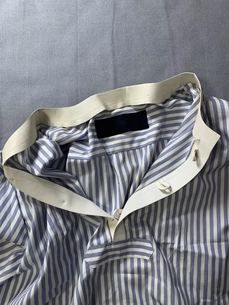 Juun.J White and Blue Striped Round Neck Shirt Size US M / EU 48-50 / 2 - 3 Thumbnail