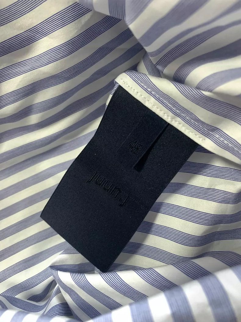 Juun.J White and Blue Striped Round Neck Shirt Size US M / EU 48-50 / 2 - 4 Thumbnail