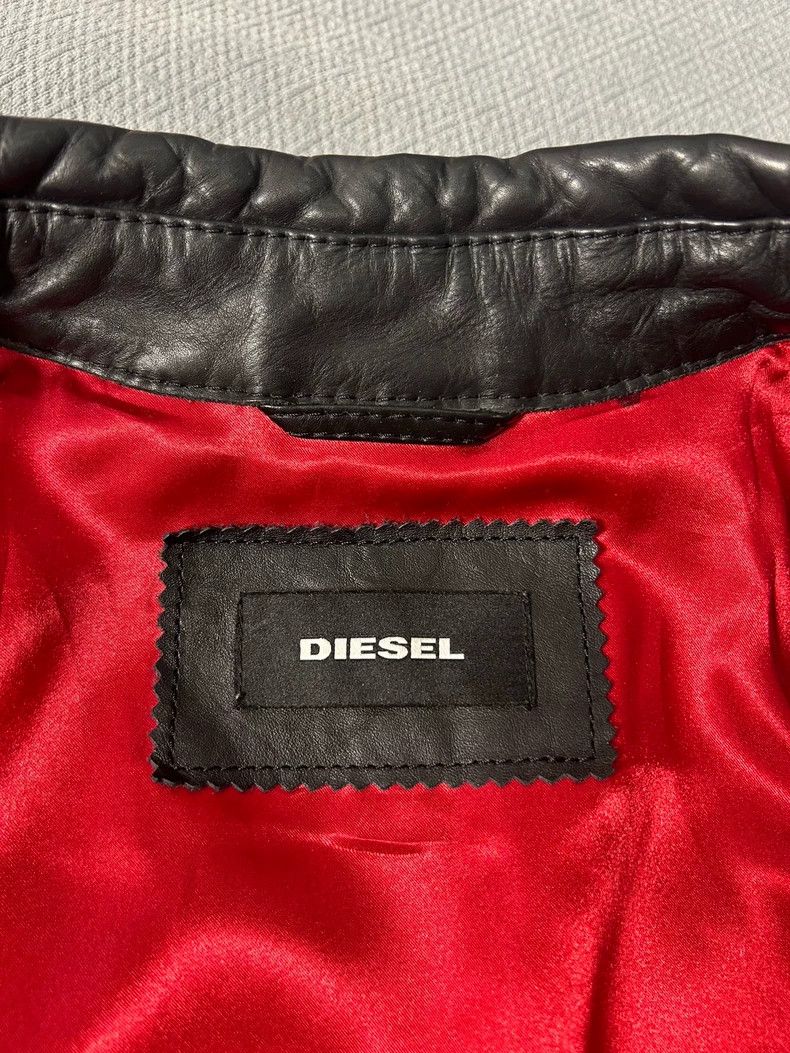 Diesel DIESEL Black Leather Jacket with Red Lining Size US L / EU 52-54 / 3 - 4 Thumbnail