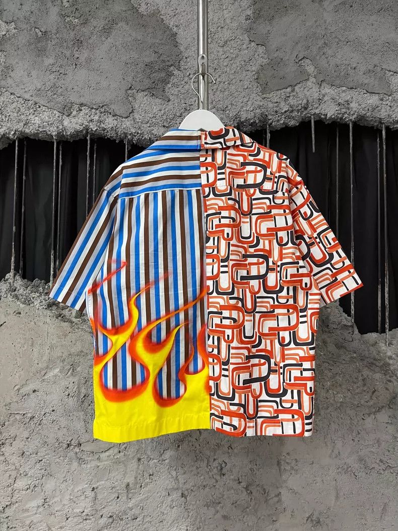 Prada Prada Short Sleeve Flame Pattern Shirt Size US S / EU 44-46 / 1 - 2 Thumbnail