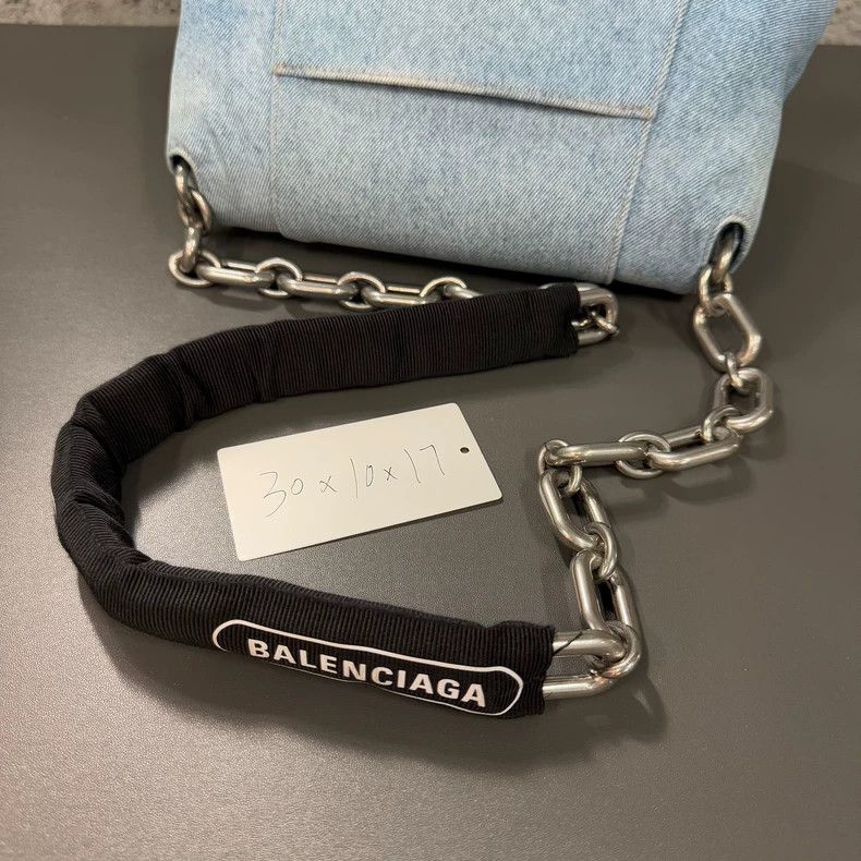 Balenciaga Balenciaga Denim Downtown Underarm Bag Size ONE SIZE - 9 Thumbnail