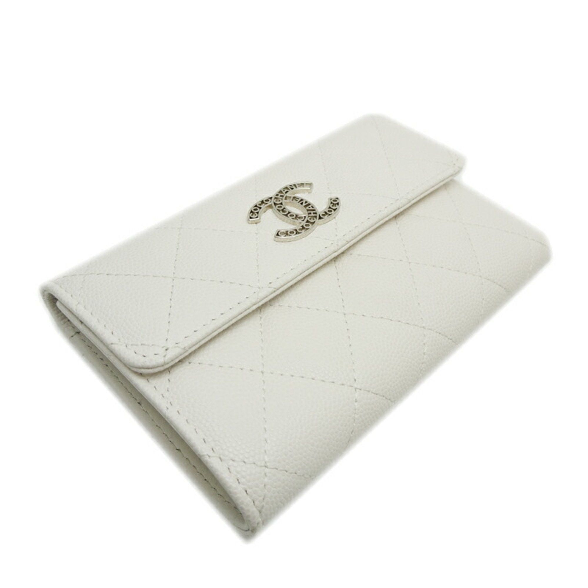 Chanel Chanel Long Wallet Women's Tri-fold AP3051 Caviar Skin White Size ONE SIZE - 3 Thumbnail