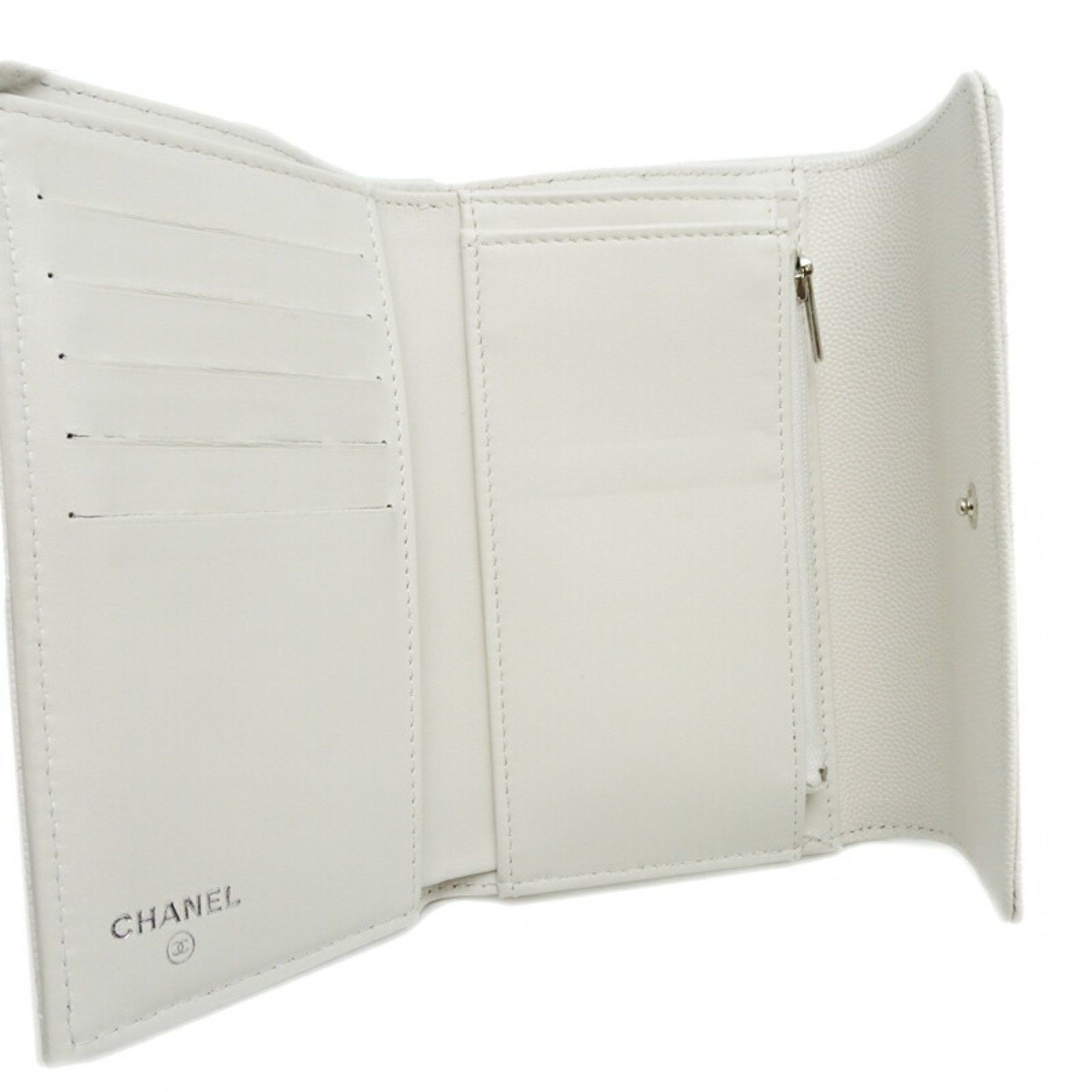 Chanel Chanel Long Wallet Women's Tri-fold AP3051 Caviar Skin White Size ONE SIZE - 5 Thumbnail