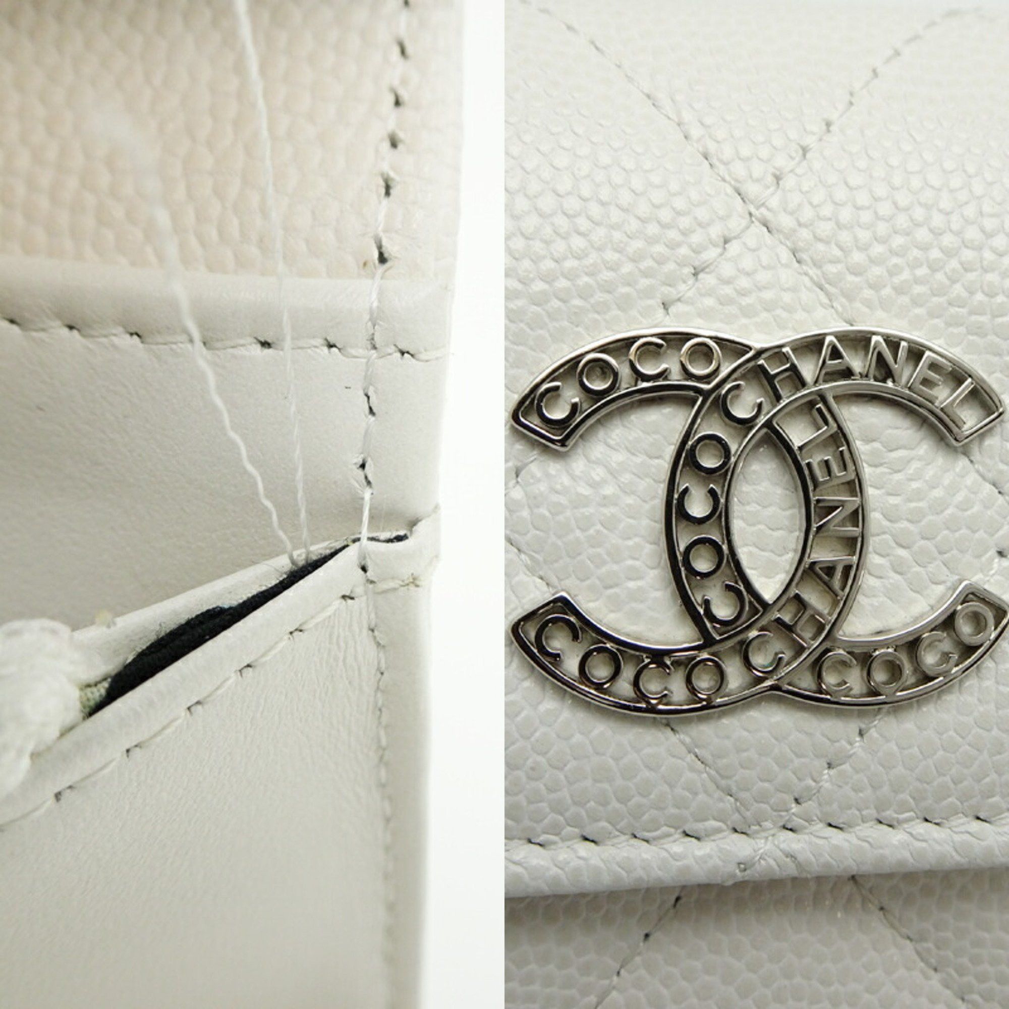 Chanel Chanel Long Wallet Women's Tri-fold AP3051 Caviar Skin White Size ONE SIZE - 7 Thumbnail