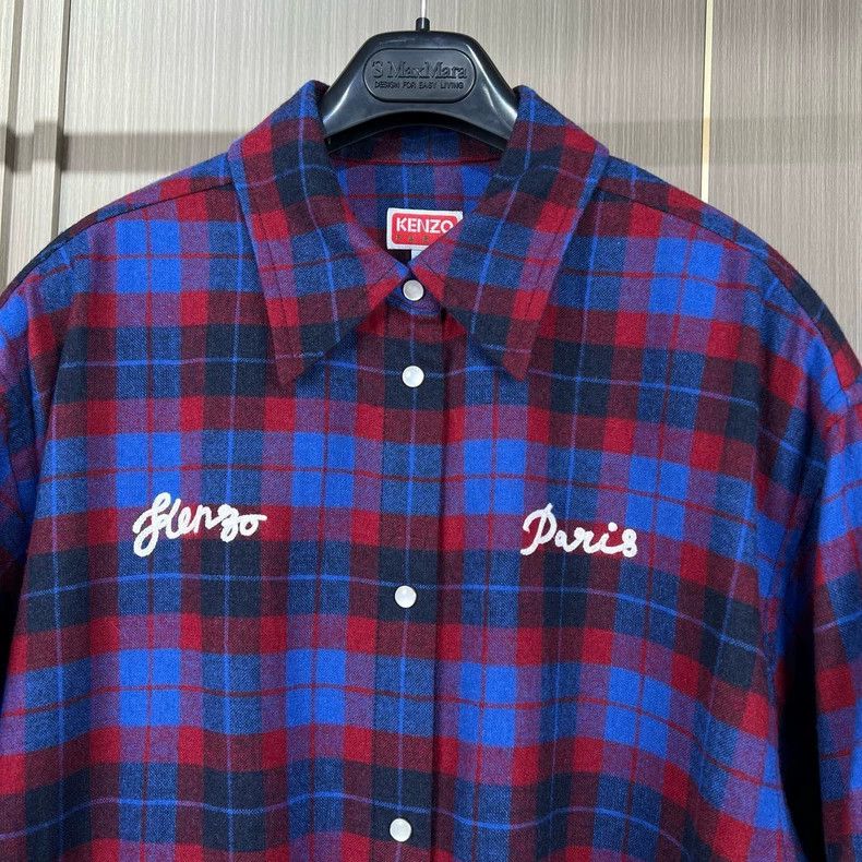 Kenzo Kenzo Embroidered Plaid Long Sleeve Shirt Size US M / EU 48-50 / 2 - 3 Thumbnail