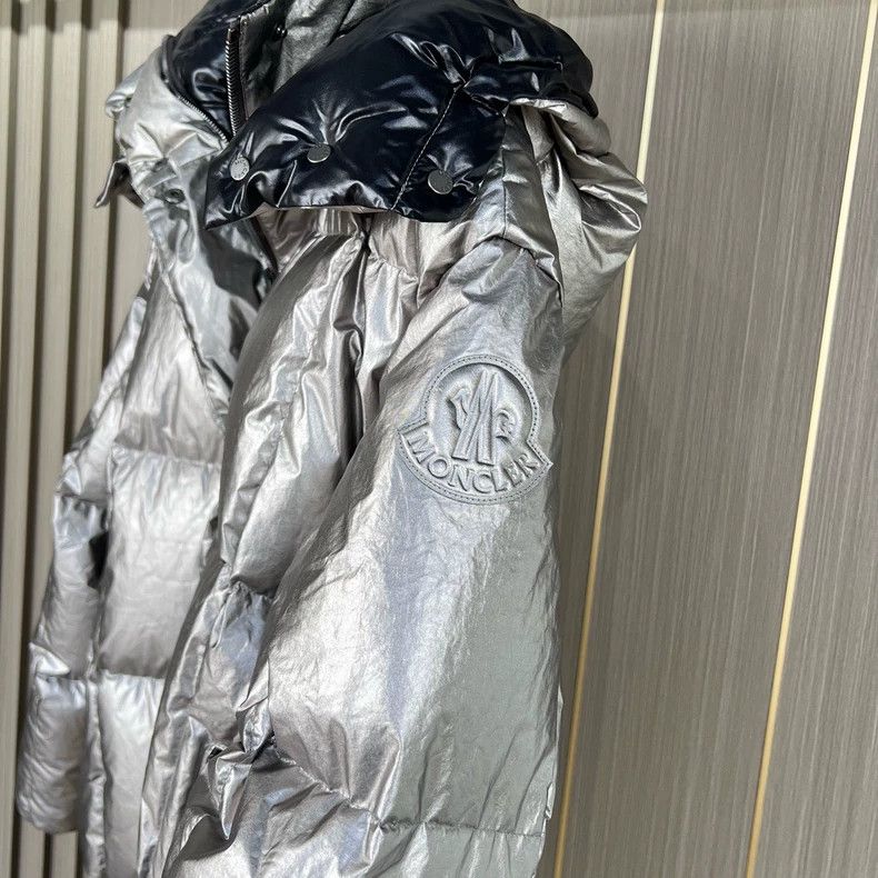 Moncler Moncler Silver Puffer Jacket with Logo Size US XXS / EU 40 - 4 Thumbnail