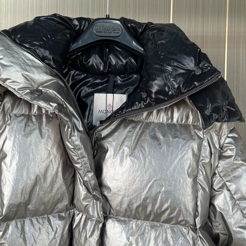 Moncler Moncler Silver Puffer Jacket with Logo Size US XXS / EU 40 - 3 Thumbnail