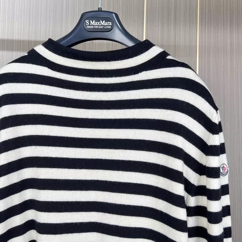 Moncler Moncler Striped Logo Cashmere Long Sleeve Sweater Size US L / EU 52-54 / 3 - 3 Thumbnail