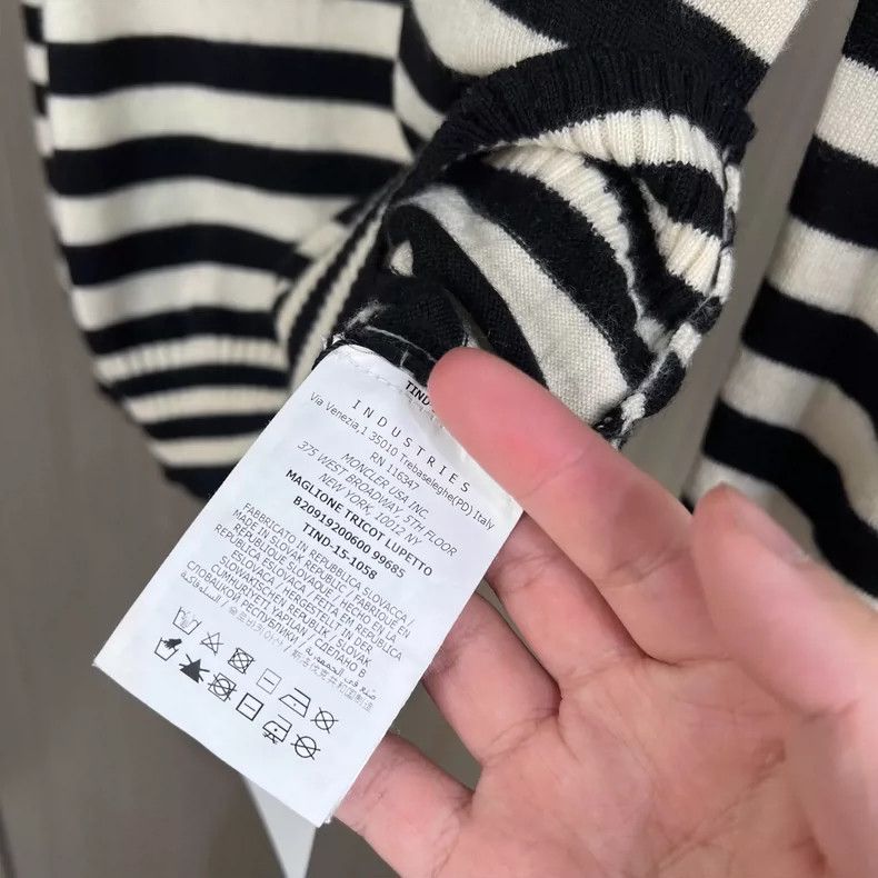 Moncler Moncler Striped Logo Cashmere Long Sleeve Sweater Size US L / EU 52-54 / 3 - 6 Thumbnail