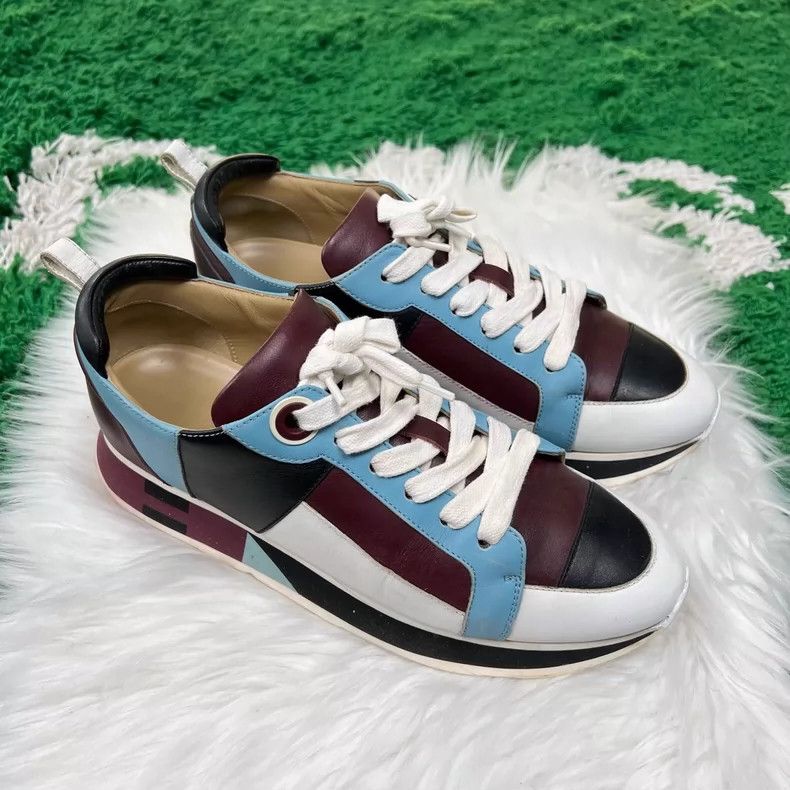 Hermes Hermes Color Block Leather Sneakers Size 38 Size US 7.5 / EU 40-41 - 4 Thumbnail
