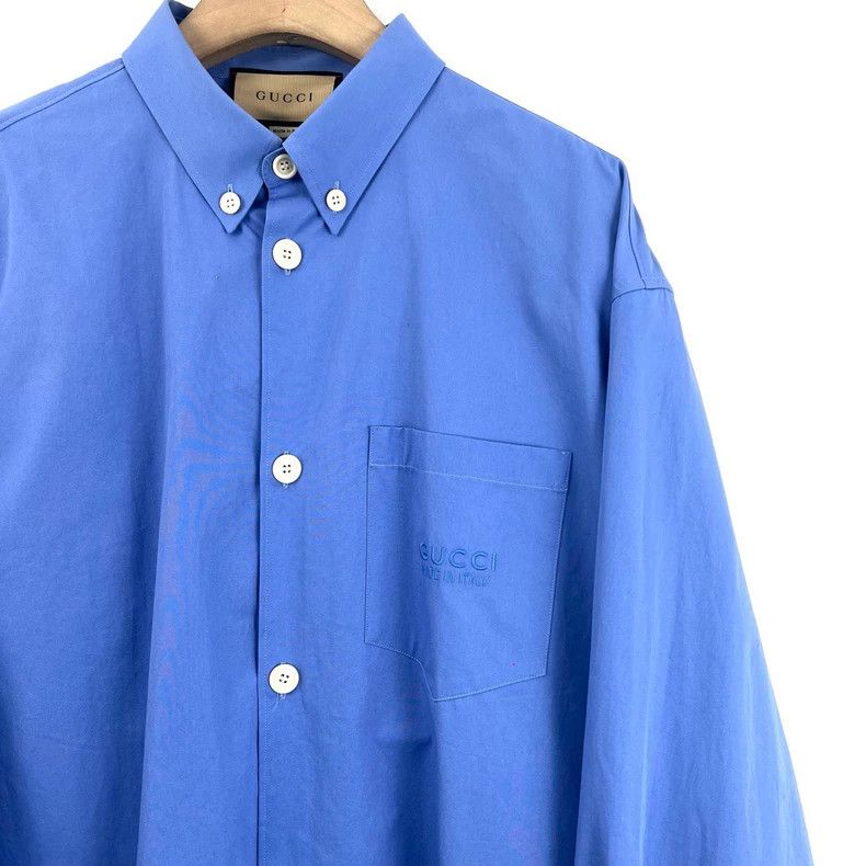 Gucci Gucci Blue Long Sleeve Shirt with Logo Size US L / EU 52-54 / 3 - 4 Thumbnail
