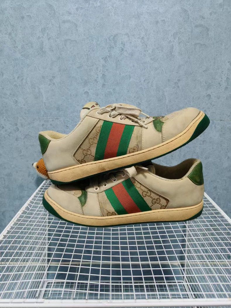 Gucci Gucci White Green Vintage Style Sneakers Size US 9.5 / EU 42-43 - 4 Thumbnail