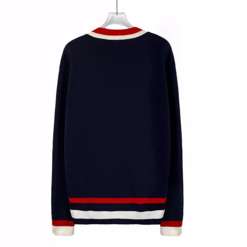 Gucci Gucci Navy Striped Logo Embroidered Cardigan Size US M / EU 48-50 / 2 - 2 Thumbnail