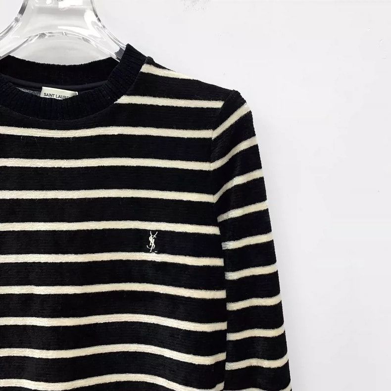 Saint Laurent Paris Saint Laurent Striped Logo Long Sleeve Sweater Size US S / EU 44-46 / 1 - 3 Thumbnail