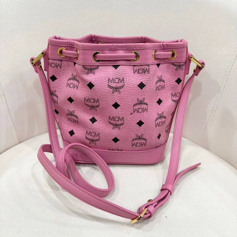 MCM MCM Pink Studded Drawstring Bucket Bag Size ONE SIZE - 2 Thumbnail
