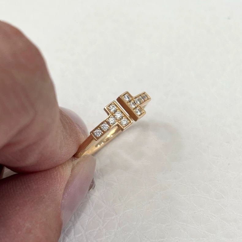 Tiffany & Co. Tiffany Double T Diamond Gold Ring Size ONE SIZE - 3 Thumbnail
