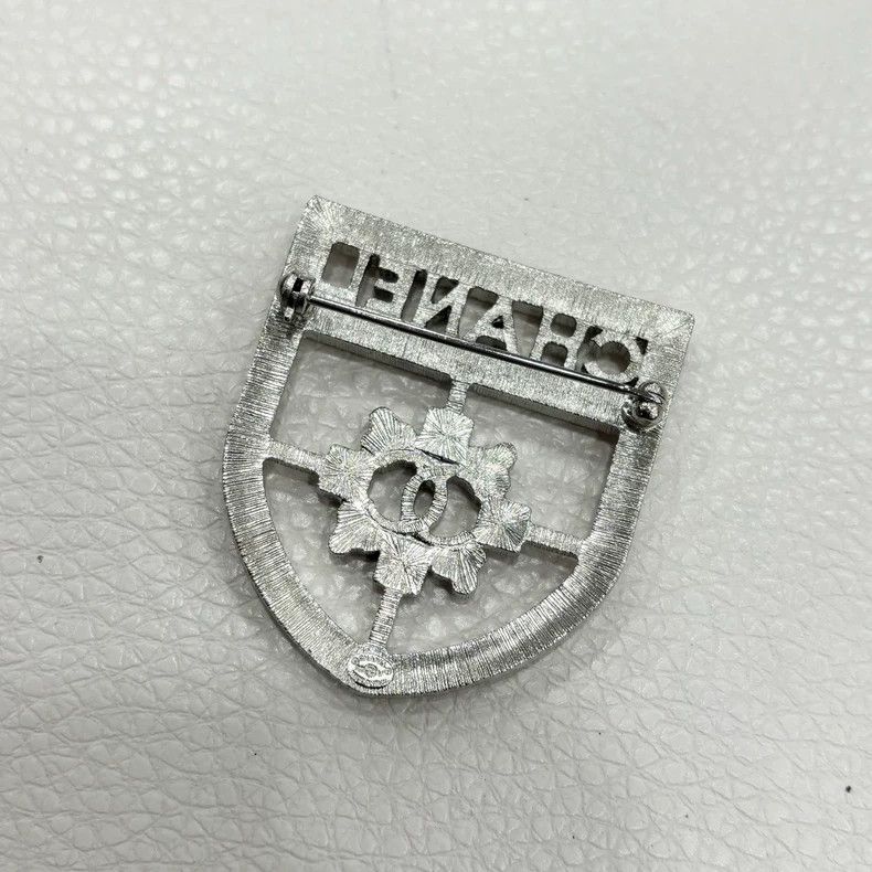 Chanel Chanel Silver Rhinestone Shield Brooch Size ONE SIZE - 3 Thumbnail