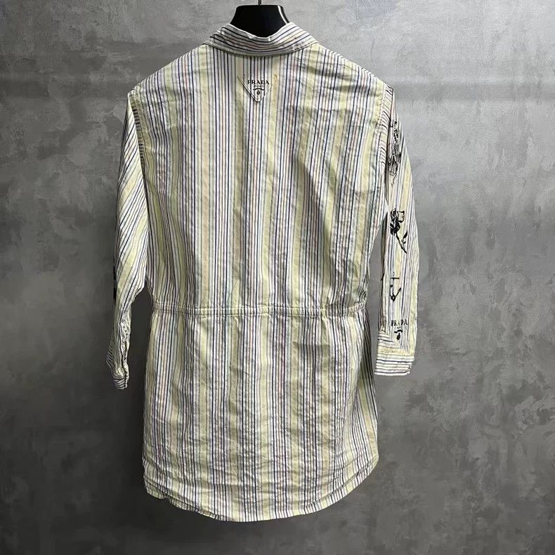 Prada Prada Light Blue Striped Long Sleeve Shirt Size US M / EU 48-50 / 2 - 2 Thumbnail