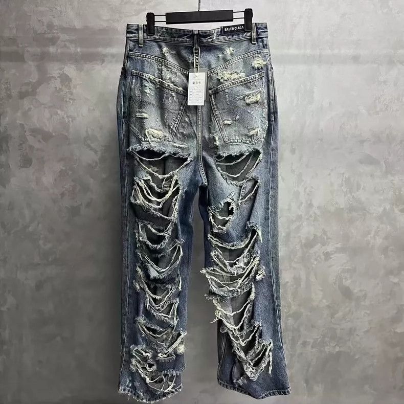 Balenciaga Balenciaga Blue Distressed Denim Jeans Size S Size US 26 / EU 42 - 2 Thumbnail