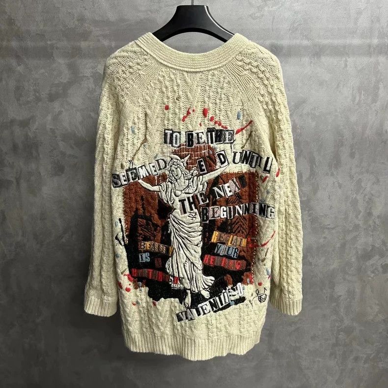 Valentino Valentino White Logo Embroidered Cardigan Size US S / EU 44-46 / 1 - 2 Thumbnail