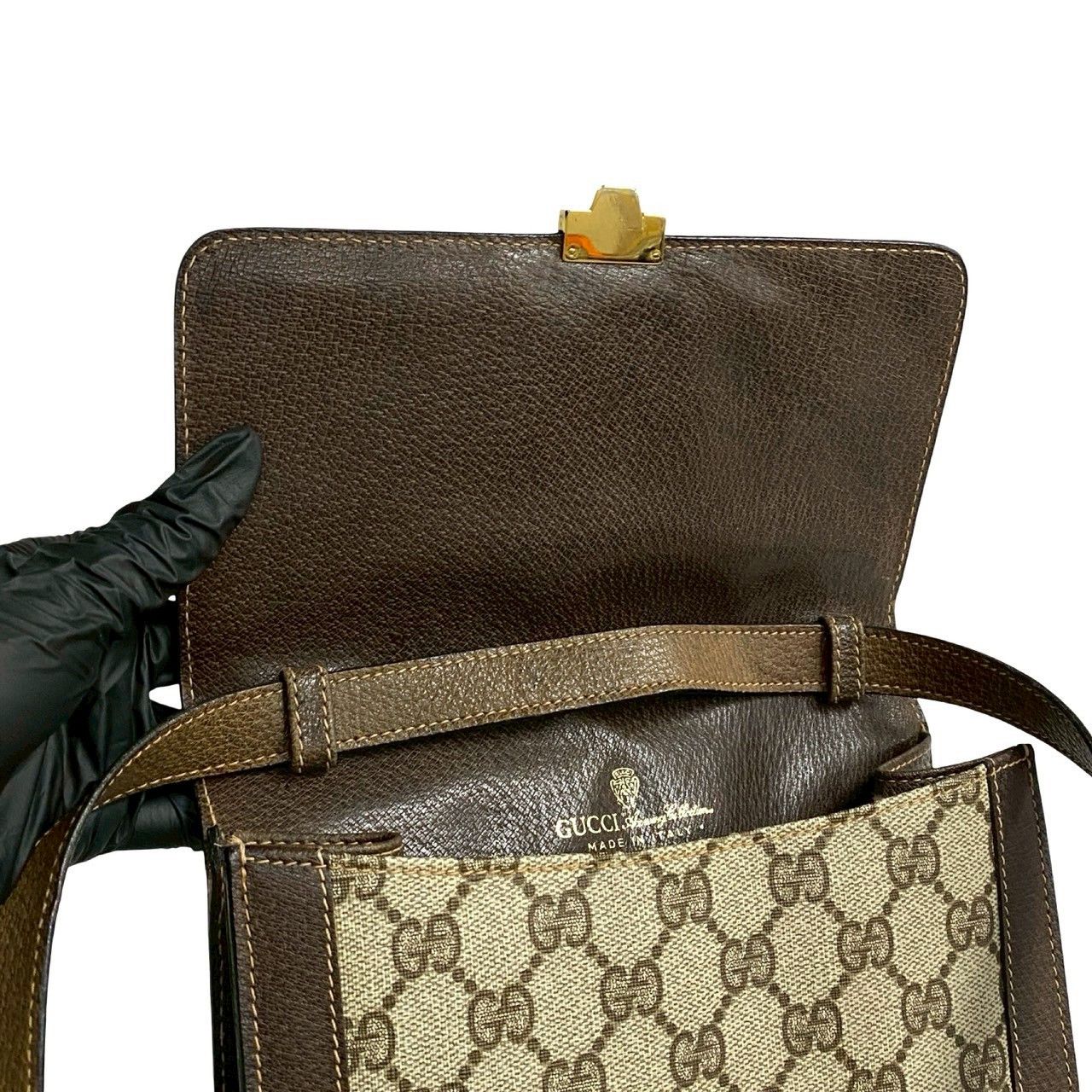 バッグ OLD GUCCI LOGO LEATHER SHOULDER BAG Gucci Gucci Old Gucci GG Logo Leather Shoulder Bag Leather