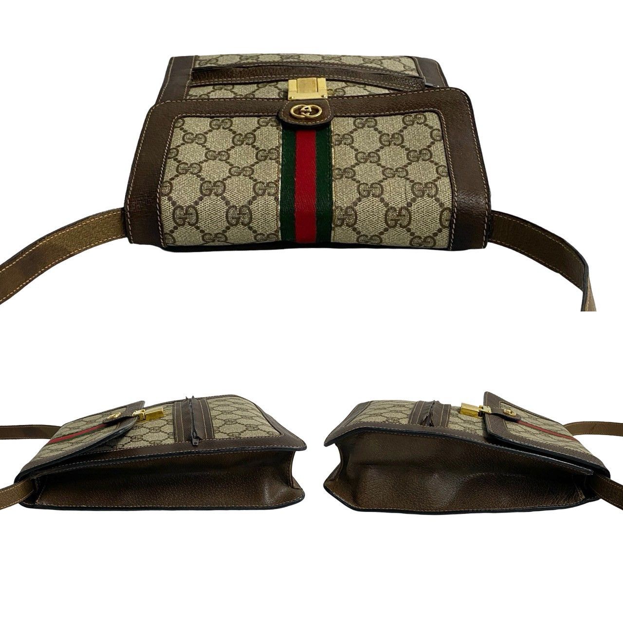 バッグ OLD GUCCI LOGO LEATHER SHOULDER BAG Gucci Old Gucci GG Logo Leather Shoulder Bag