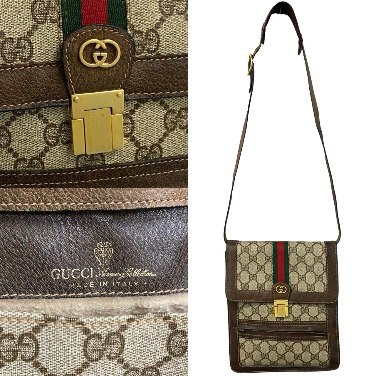 バッグ OLD GUCCI LOGO LEATHER SHOULDER BAG Gucci Gucci Old Gucci GG Logo Leather Shoulder Bag Leather