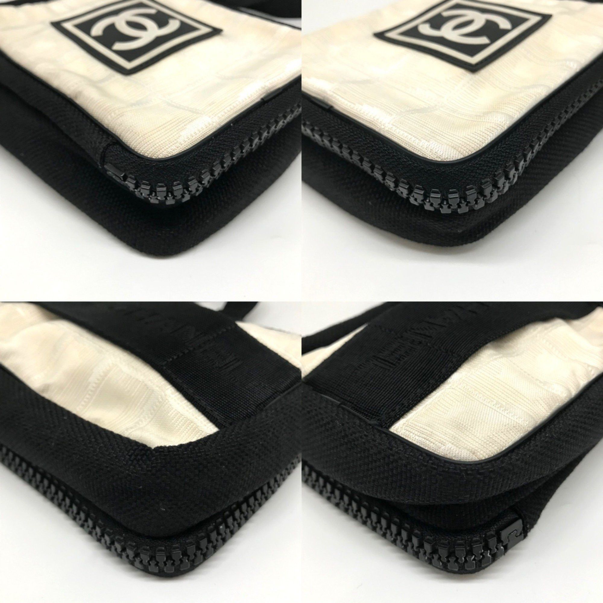 Chanel Chanel Sport Line Shoulder Bag Pochette Nylon Ivory Black Coco Mark No.8 CHANEL Size ONE SIZE - 3 Thumbnail