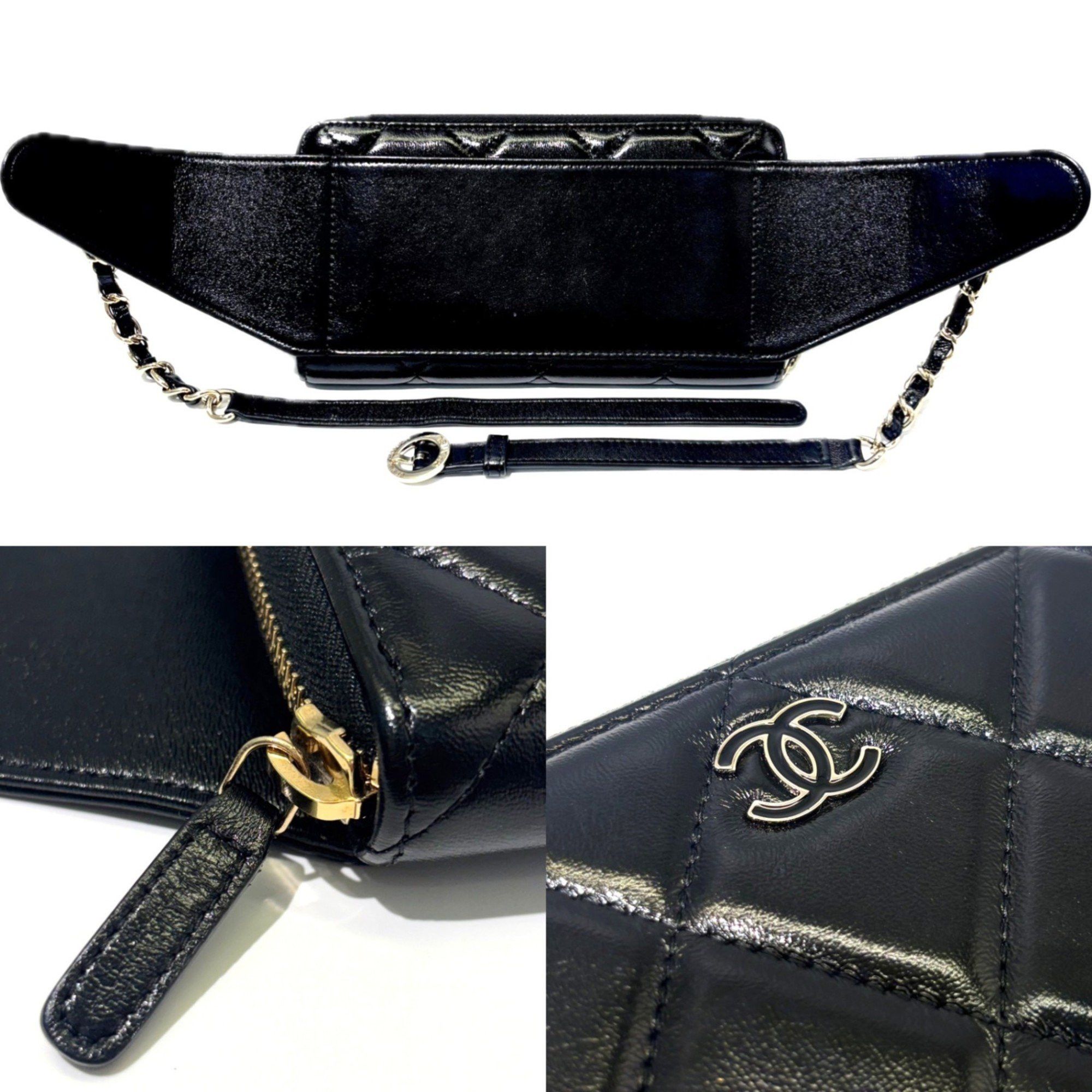 Chanel Chanel Waist Wallet Pouch Chain Lambskin Black Coco Mark CHANEL Size ONE SIZE - 4 Thumbnail